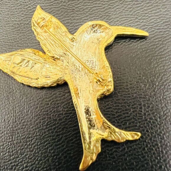 Vintage AAI Signed Gold Tone Textured Hummingbird Brooch 4095 - Picture 8 of 13